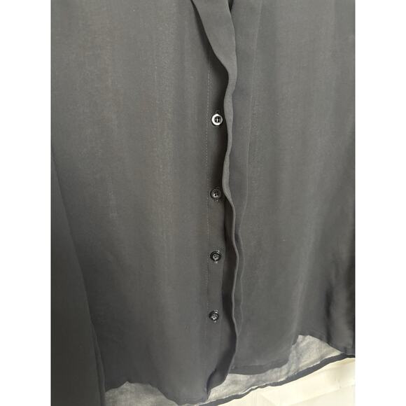 John Galt Sheer Black Button Up Long Sleeve Top O/S Whimsigoth Dark Romantic - Picture 5 of 8